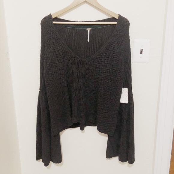 Free People Sweaters - Free people NWT black bell sleeve sweater